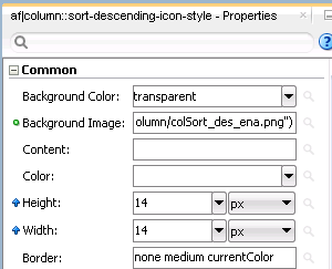 スキンにイメージをインポートした後の「Properties」ウィンドウ