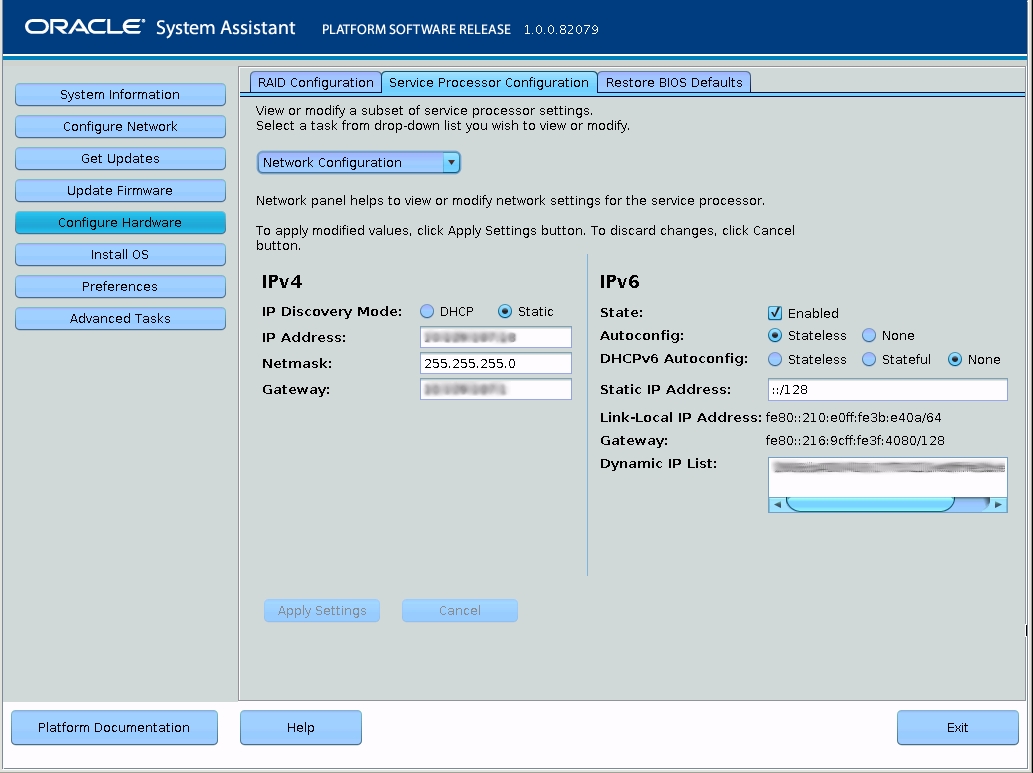 image:Image de la page Oracle System Assistant Configure Hardware