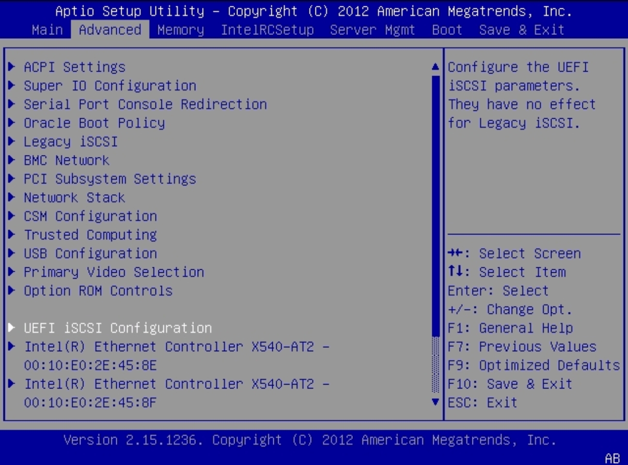 image:Cette figure montre le menu UEFI Driver Control où les périphériques sont affichés.