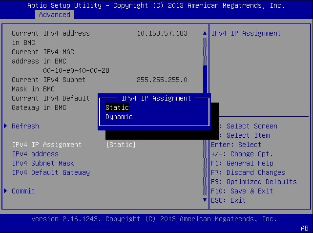 image:Ecran de l'adresse réseau du SP dans la configuration du BIOS.