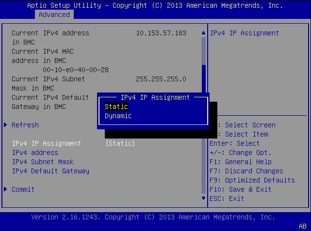 image:BIOS 設定の SP ネットワークアドレス画面の図。