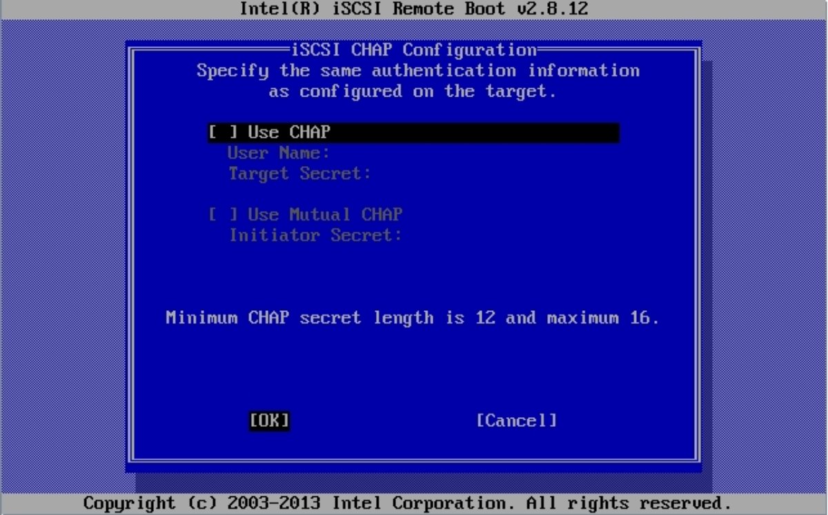 image:「iSCSI CHAP Configuration」ウィンドウの図。