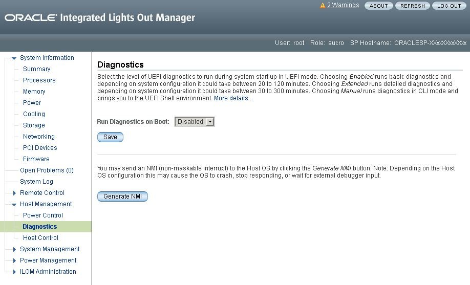 image:Diagnostics 페이지를 보여주는 그림입니다.