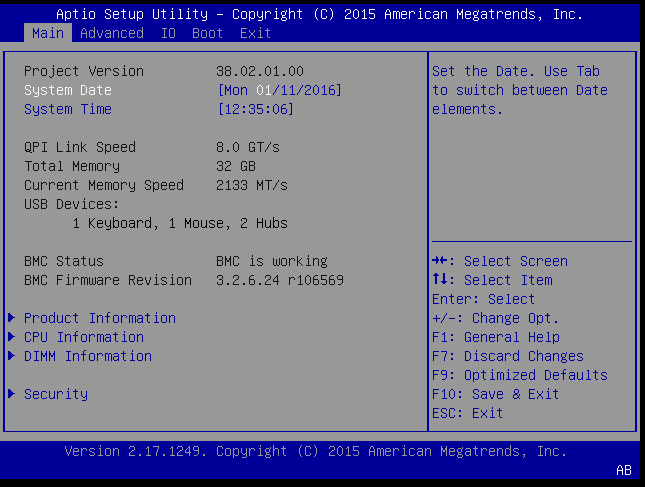 image:BIOS 주 화면 스크린샷입니다.