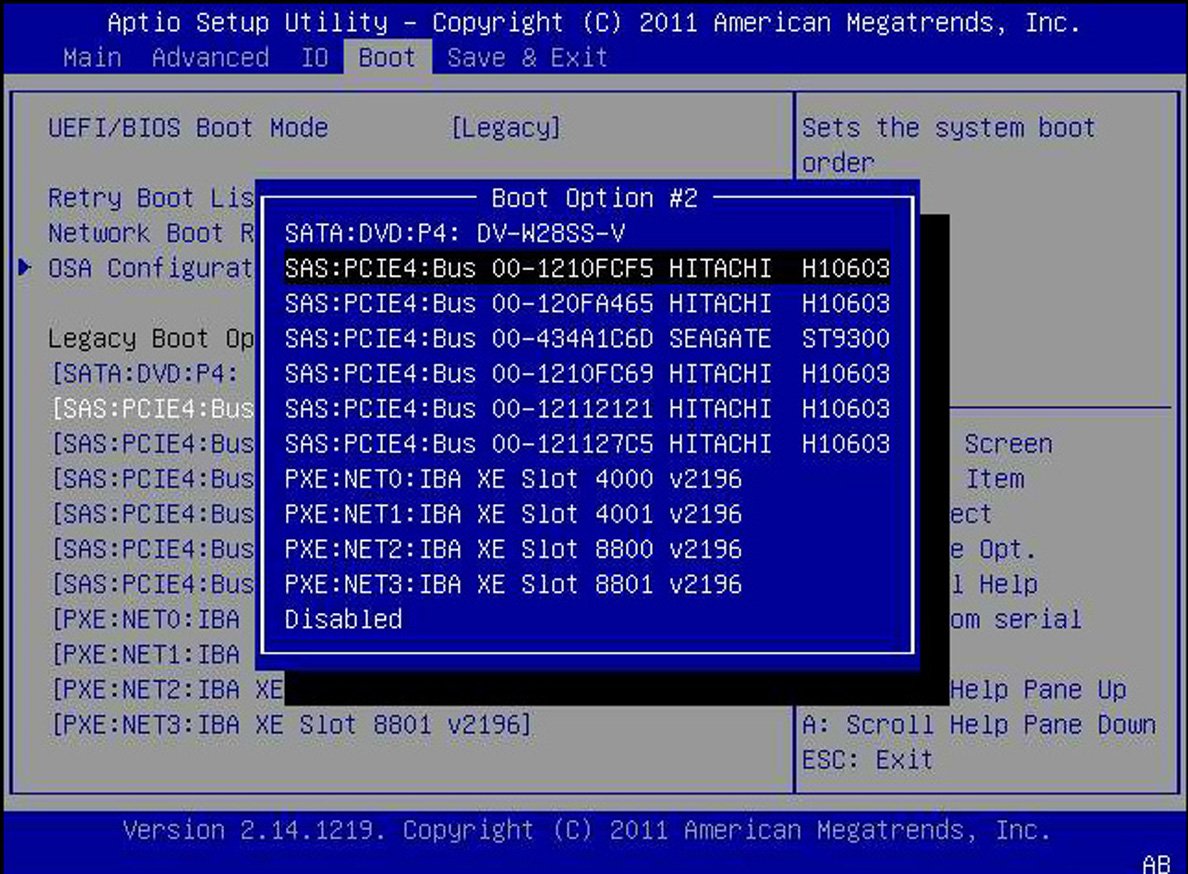 image:图中显示选定了引导顺序的 BIOS 设置实用程序 “Boot“ 屏幕。