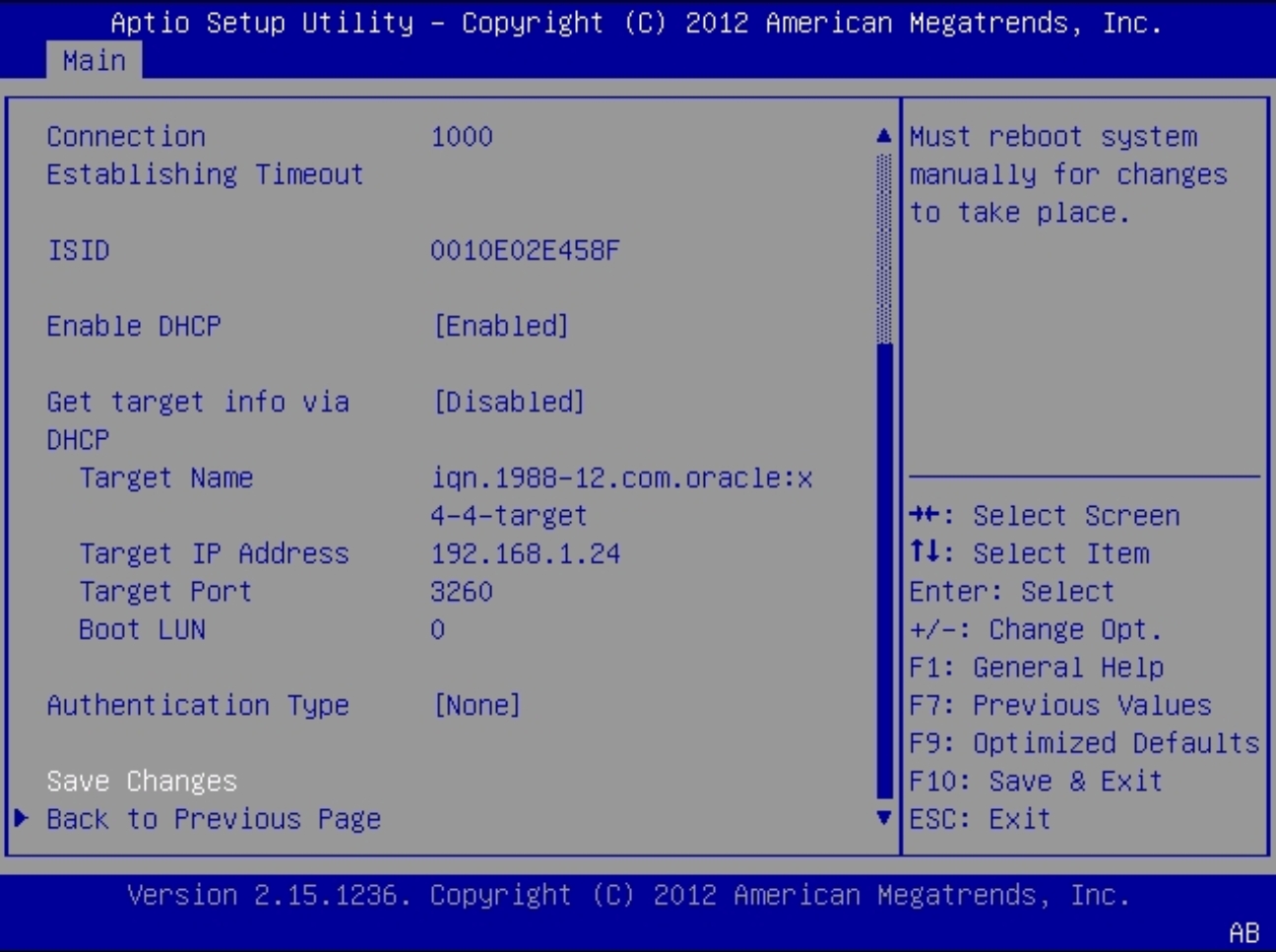 image:图中显示了 iSCSI 复查屏幕。