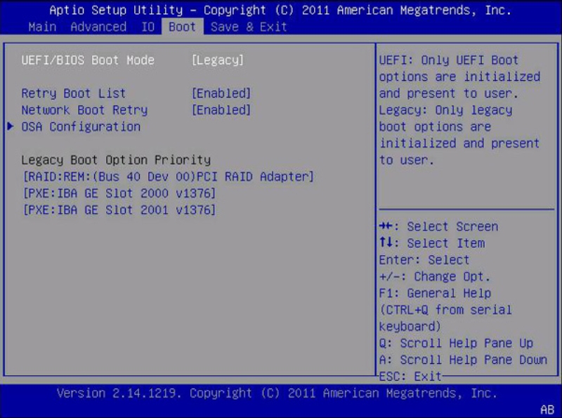 image:此图显示了用于启用 Oracle System Assistant 的 BIOS “Boot“ 屏幕。