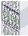 image:Image de rack avec emplacements de châssis de système modulaire Sun Blade 6000.