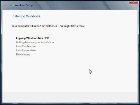 image:Installing Windows 대화 상자를 보여주는 그림입니다.