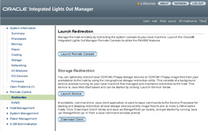 image:Oracle ILOM GUI の「Launch Redirection」画面の例