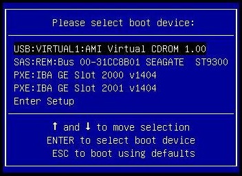 image:「Boot Device」の例を示すスクリーンショット。