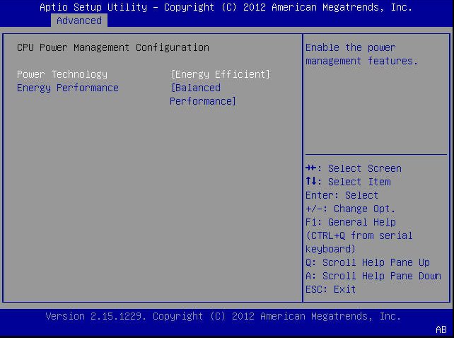 image:BIOS 設定ユーティリティー「Advanced」メニュー画面のスクリーンショット。