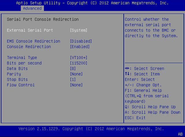 image:BIOS 設定ユーティリティー「Advanced」メニュー画面のスクリーンショット。