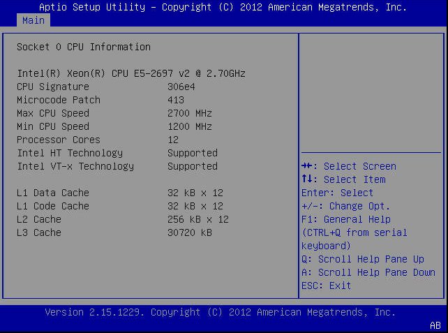 image:BIOS 設定ユーティリティー「Main」メニュー画面のスクリーンショット。