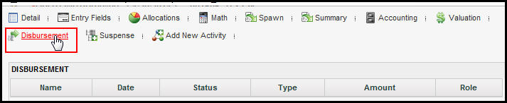 Disbursement Link in Activity Result Window in OIPA