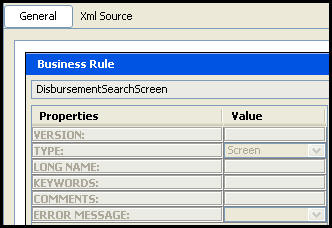 Disbursement Search Screen General Pane