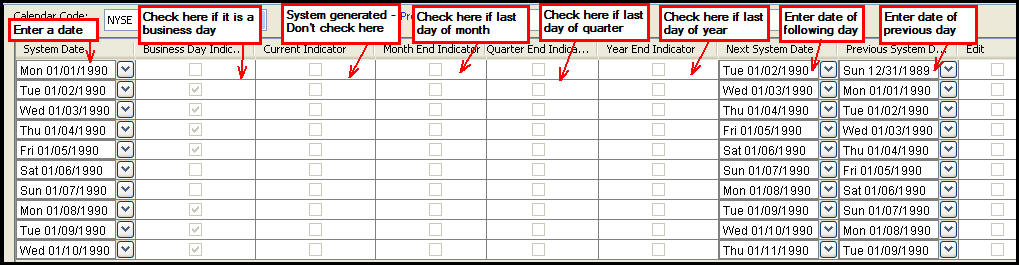 Explanation of Calendar Code Fields