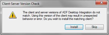 Client-Server Version Check Warning Dialog
