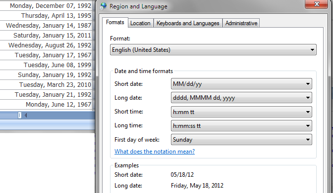 Regional and Language Options in Excel