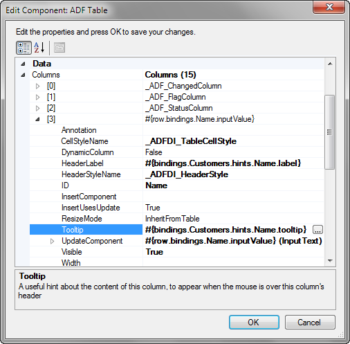 Tooltip for ADF Table Column Header at Design-time
