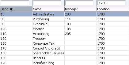 Filtered table shows only rows that match query