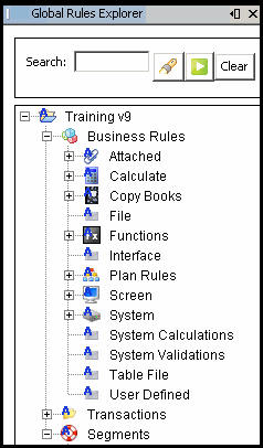 Global rule explorer showing all rule categories