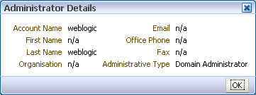 Administrator Details dialog