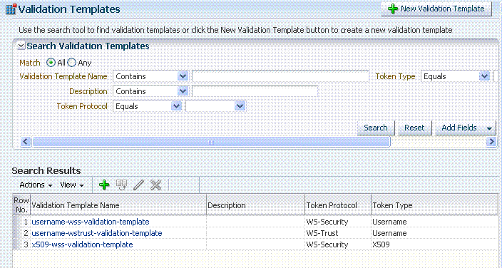 Search Controls: Token Validation Template