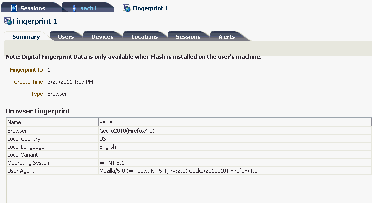 フィンガープリント1が示されます。