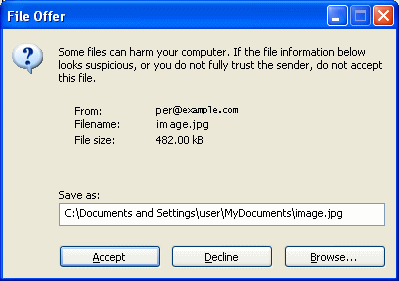 ファイル転送の申し出