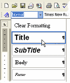 Microsoft Wordのスタイル・メニュー。