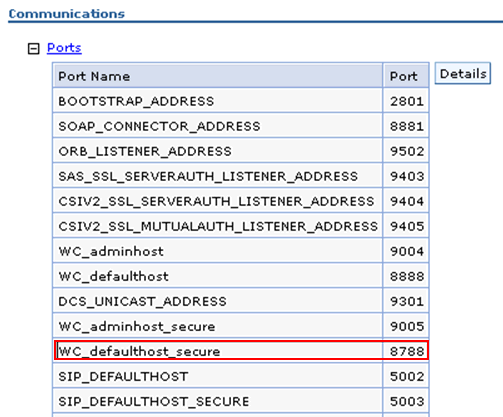 Port Information for WC_Spaces