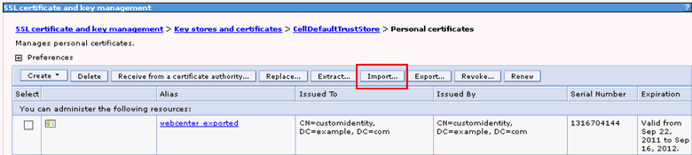 Importing Personal Certificates