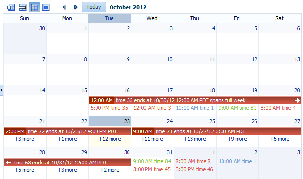 単一の月を表示しているCalendar