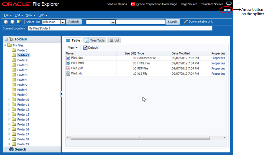 panelSplitterにヘッダーが表示されています