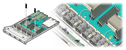 画像: プロセッサ障害LEDの位置を示す図。