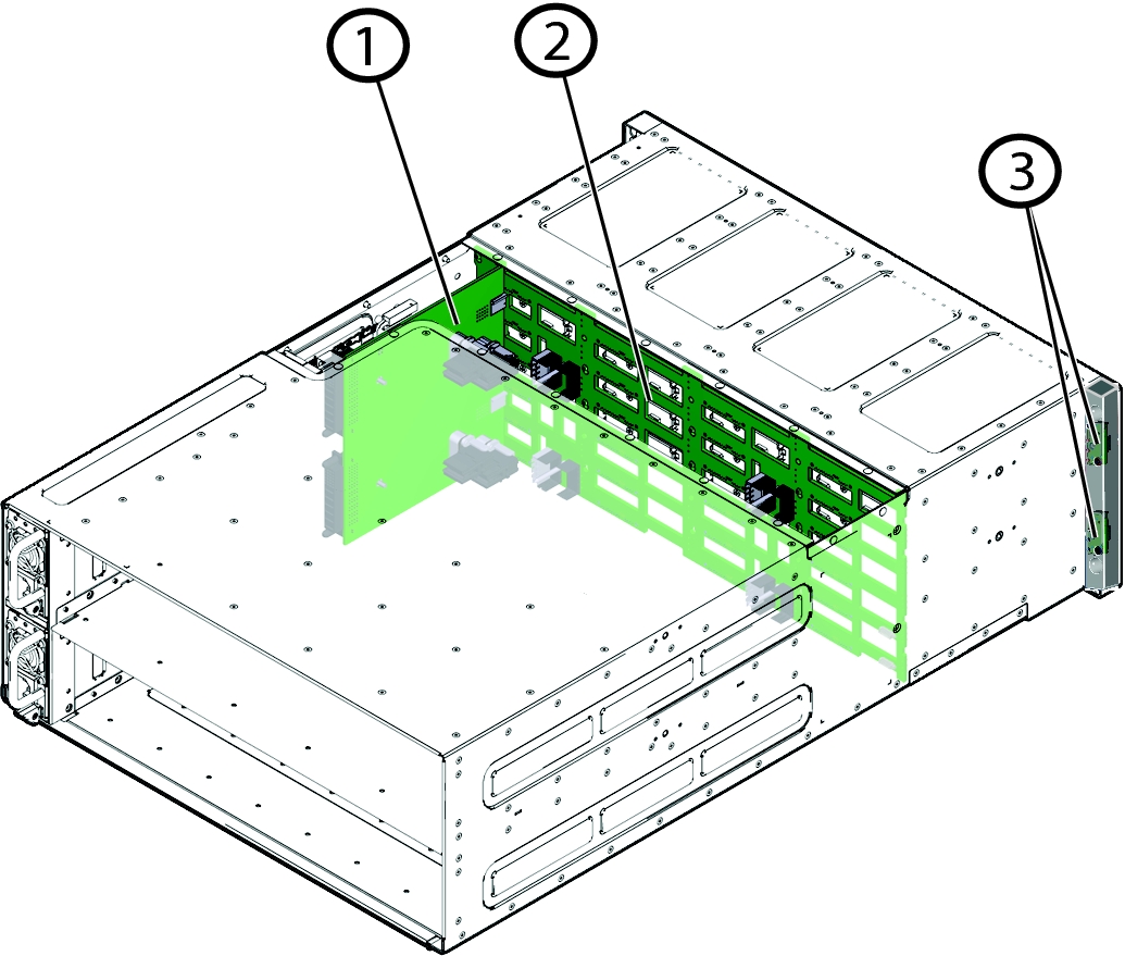システム・シャーシ・コンポーネントの位置を示す図。 画像: システム・シャーシ・コンポーネントの位置を示す図。