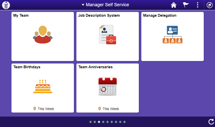 Manager Self Service homepage