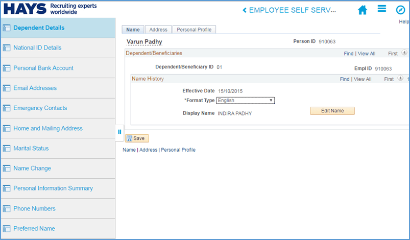 Employee information