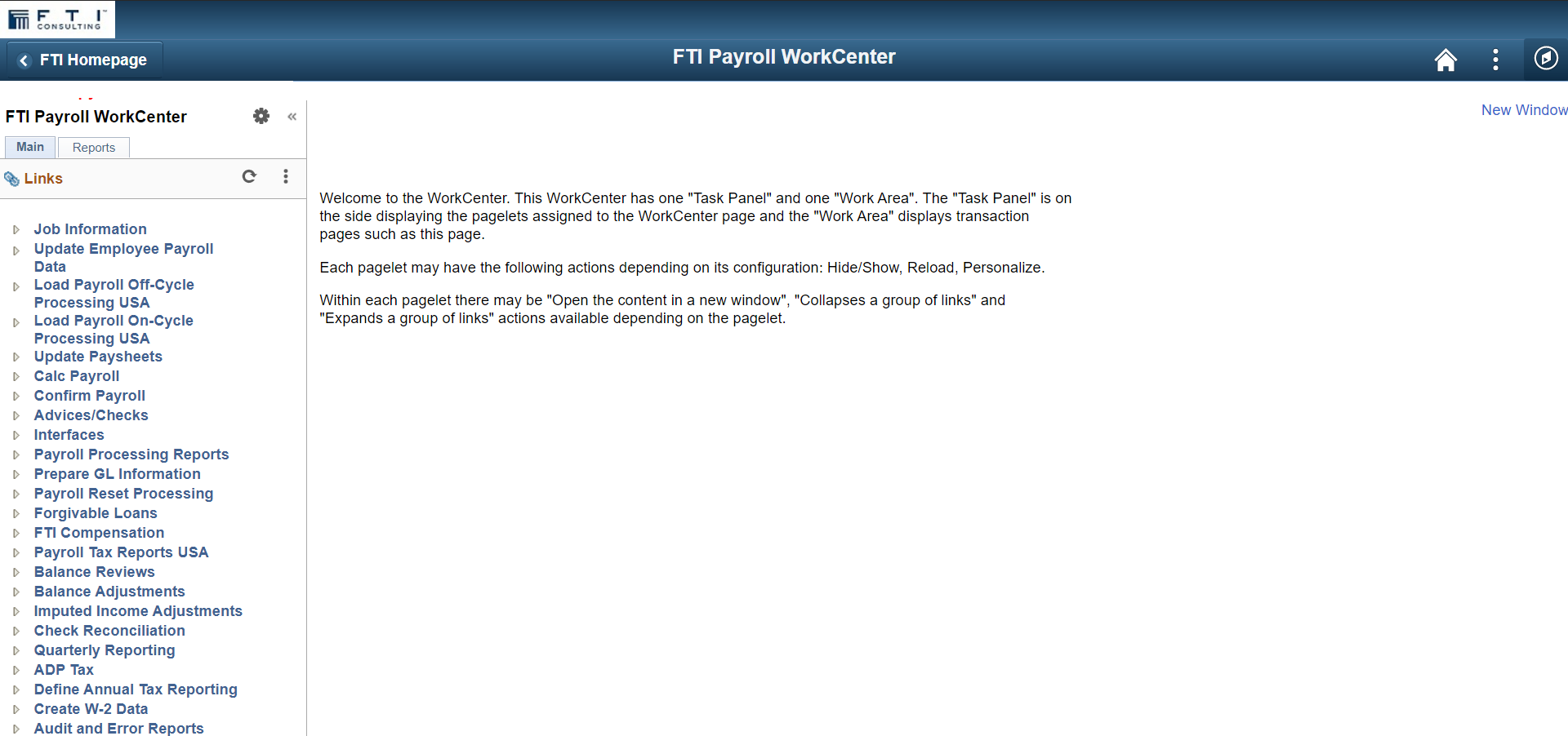 FTI Payroll WorkCenter