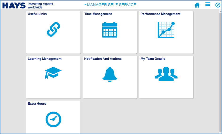Manager Self Service homepage