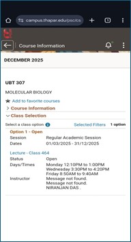 mobile version of course information