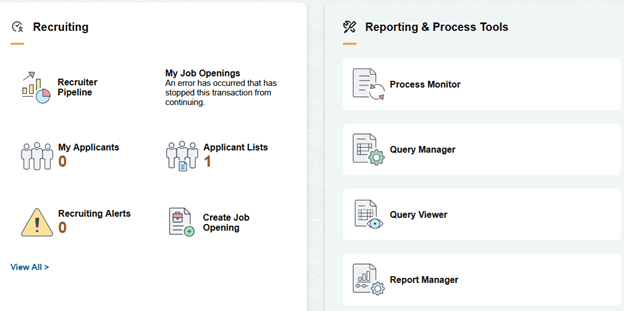 Recruiting and Reporting & Process Tools Page