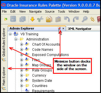 Minimize button docks tab on side of window.