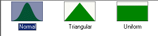 This graphic displays the Normal, Triangular and Uniform large icons.