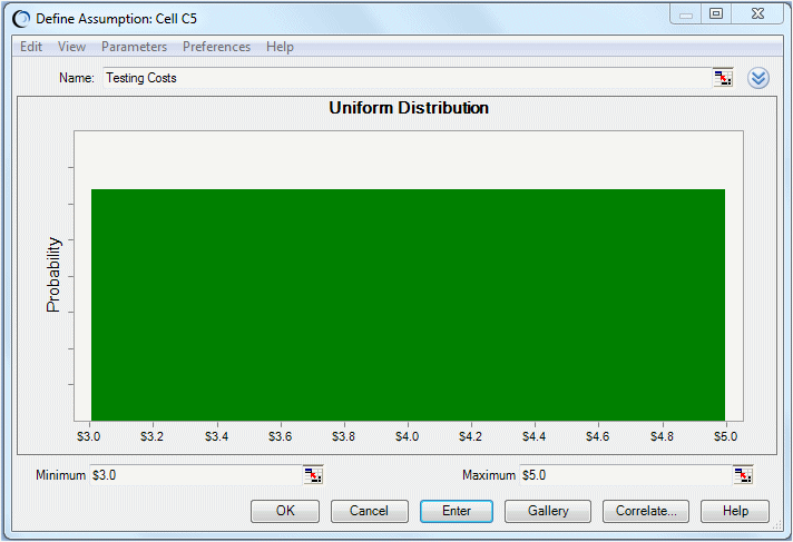 This figure displays the changed distribution values that were entered.