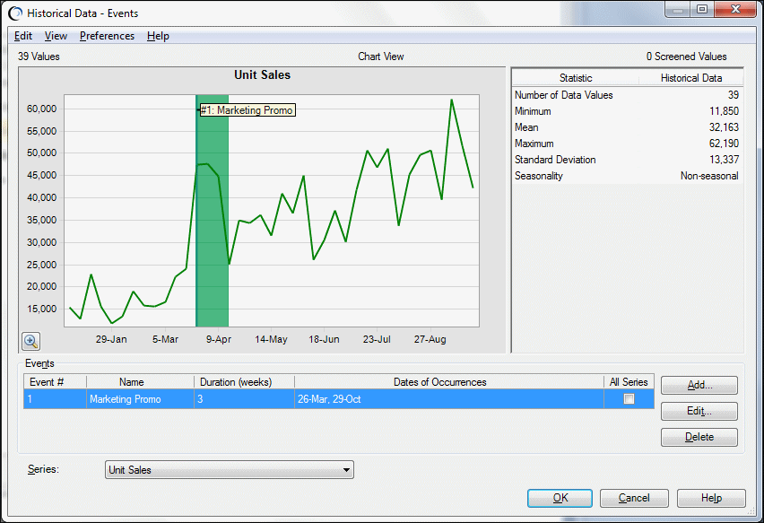 Historical Data - Events dialog as described in the following paragraphs
