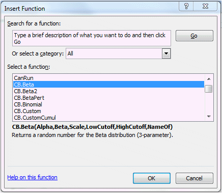Esta figura exibe funções do Crystal Ball no Microsoft Excel.
