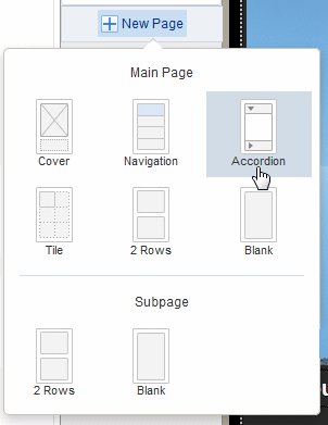 Selecting Accordion page type