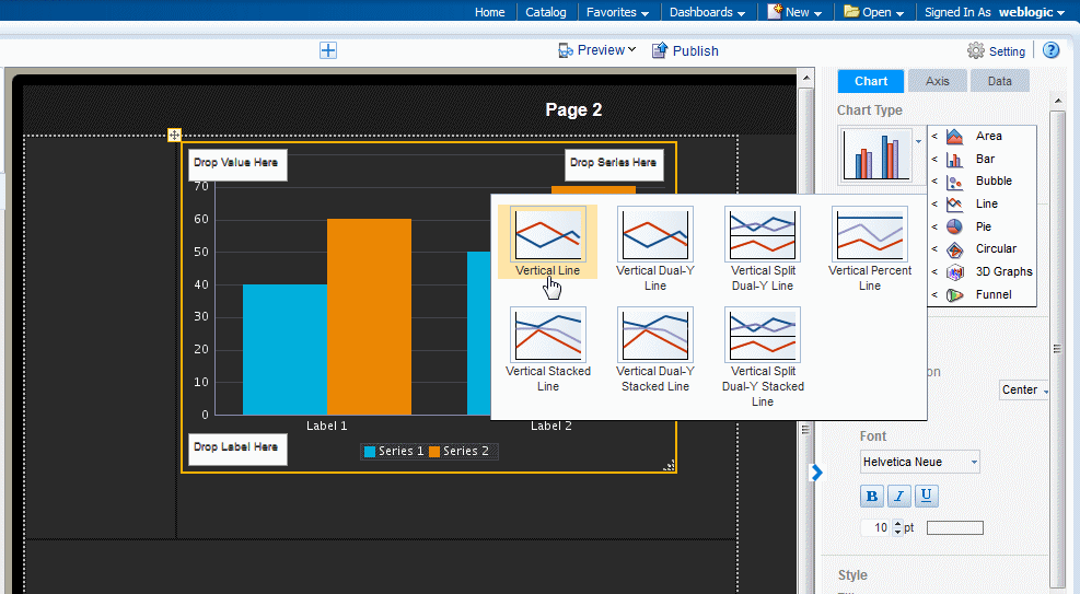 Changing the chart toolbar